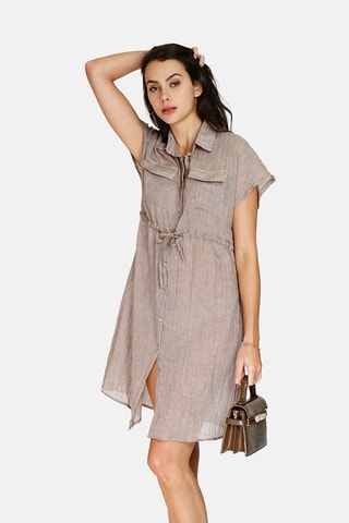Robe chemise en lin 
Beige