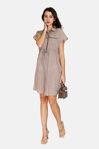 Robe chemise en lin 
Beige