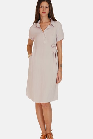 Robe chemise en lin 
Rose