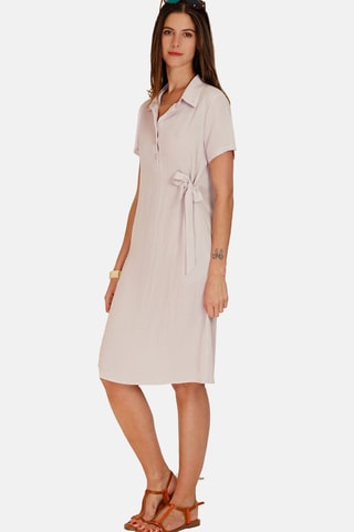 Robe chemise en lin 
Rose