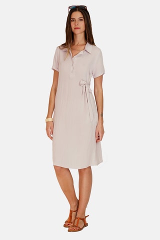 Robe chemise en lin 
Rose