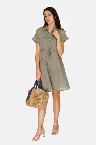 Robe chemise en lin 
Vert