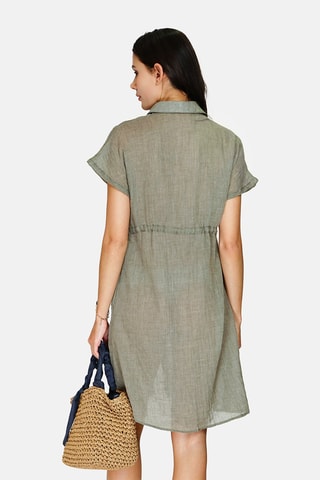 Robe chemise en lin 
Vert