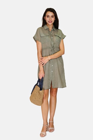 Robe chemise en lin 
Vert