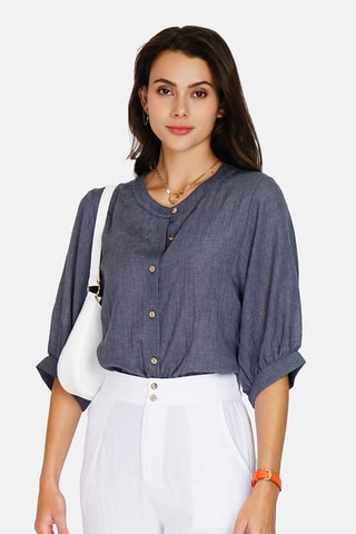 Chemise en lin 
Bleu