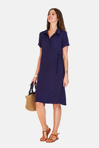 Robe chemise en lin 
Bleu