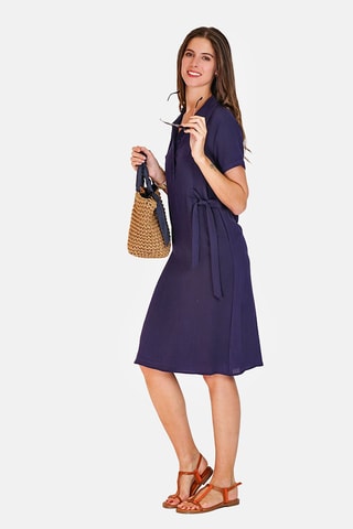 Robe chemise en lin 
Bleu