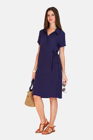 Robe chemise en lin 
Bleu