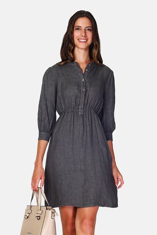 Robe chemise en lin Gris