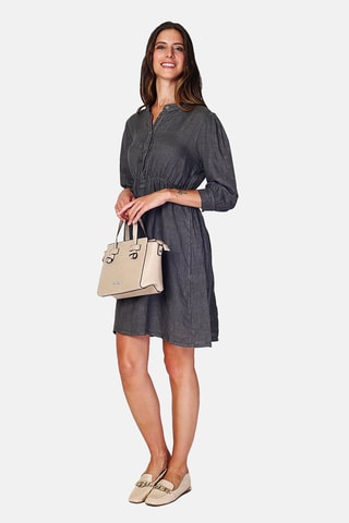 Robe chemise en lin Gris