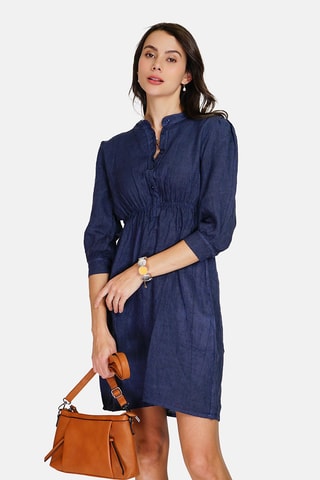 Robe chemise en lin Bleu