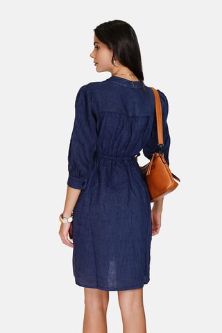 Robe chemise en lin Bleu