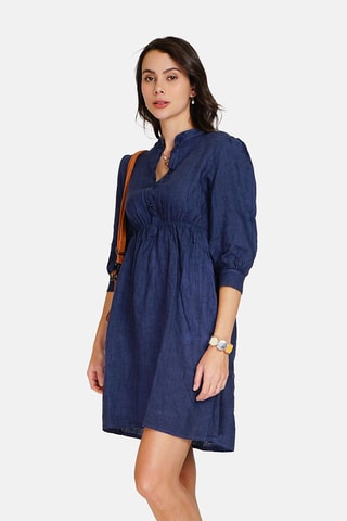 Robe chemise en lin Bleu