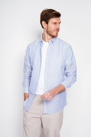 Chemise en lin - Bleu marine et blanc