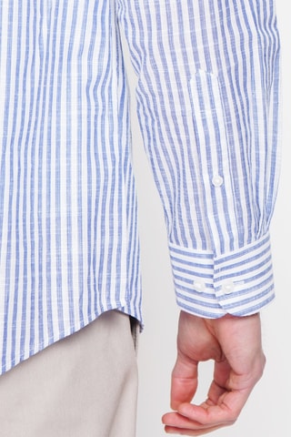 Chemise en lin - Bleu marine et blanc