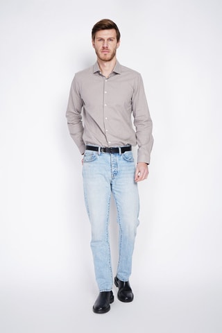 Chemise slim en lin - Marron clair