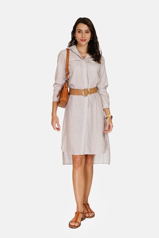 Robe chemise en lin 
Beige