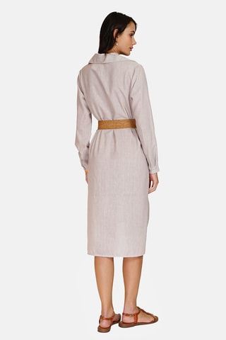 Robe chemise en lin 
Beige