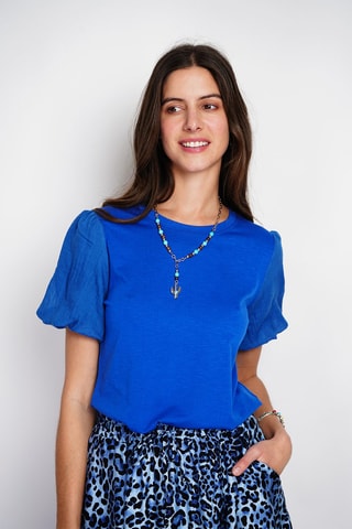 T-shirt en lin - Bleu roi