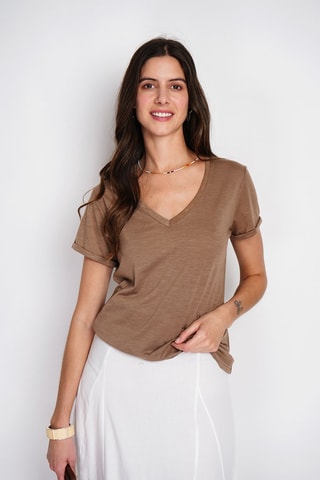 T-shirt en lin - Marron