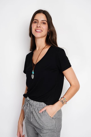 T-shirt en lin - Noir
