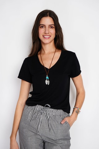 T-shirt en lin - Noir