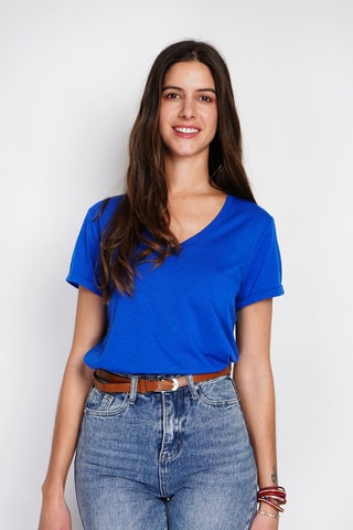 T-shirt en lin - Bleu roi