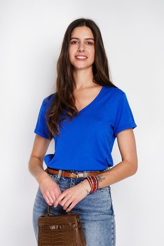 T-shirt en lin - Bleu roi
