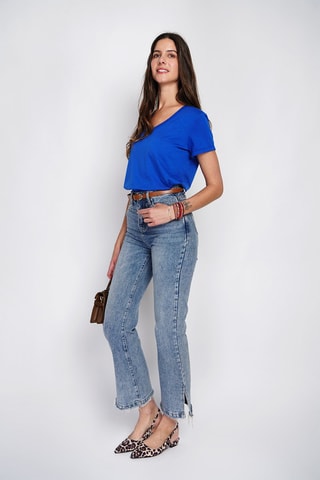 T-shirt en lin - Bleu roi