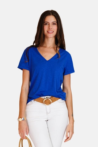 T-shirt en lin 
Bleu