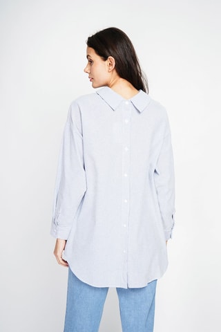 Blouse en lin - Bleu marine et blanc