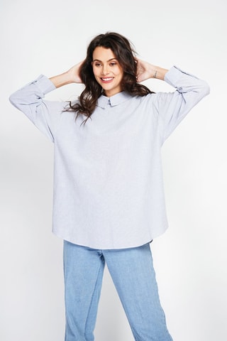 Blouse en lin - Bleu marine et blanc