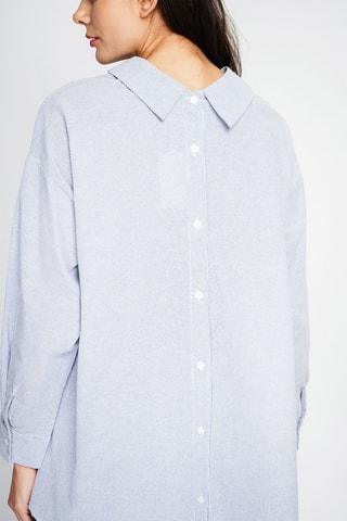Blouse en lin - Bleu marine et blanc