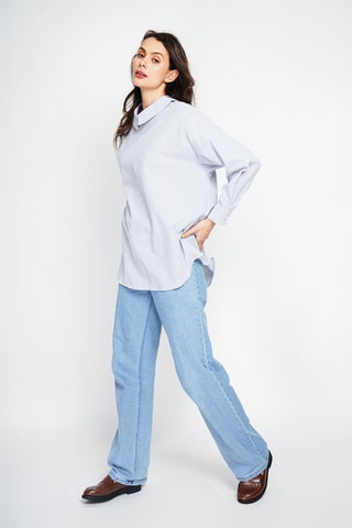 Blouse en lin - Bleu marine et blanc