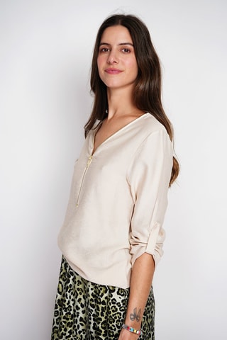 Blouse en lin - Beige clair
