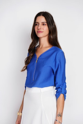 Blouse en lin - Bleu roi