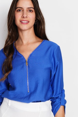 Blouse en lin - Bleu roi