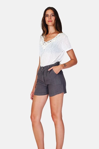 Short en lin 
Gris