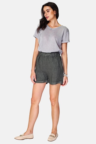 Short en lin Kaki