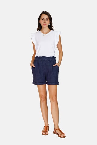 Short en lin 
Bleu