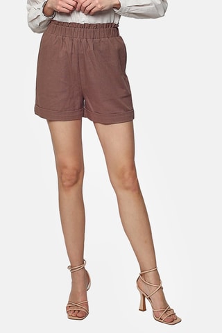Short en lin 
Marron