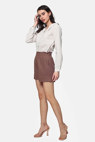 Short en lin 
Marron