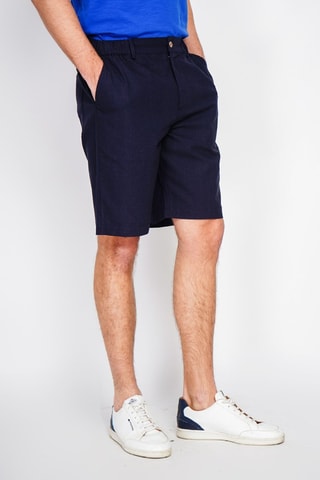 Bermuda semi-slim en lin - Bleu nuit