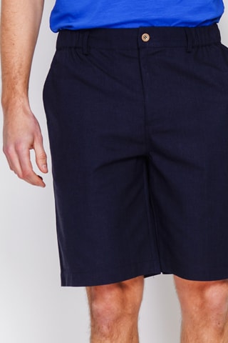 Bermuda semi-slim en lin - Bleu nuit