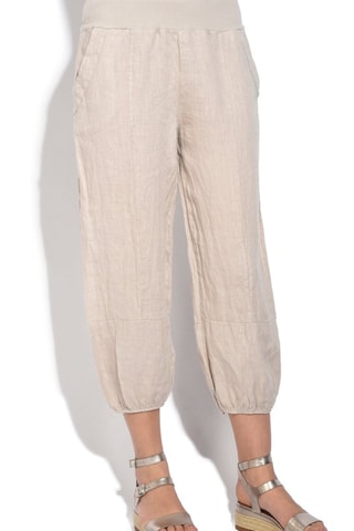 Pantacourt droit en lin - Beige