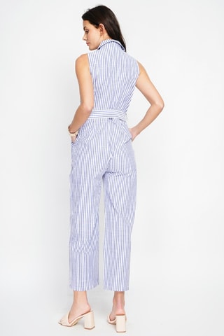 Combinaison sans manches en lin - Bleu marine