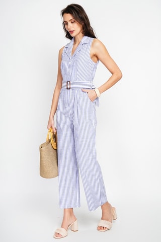 Combinaison sans manches en lin - Bleu marine