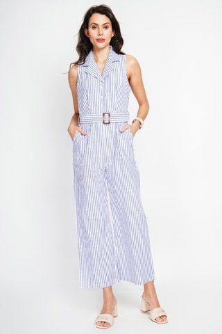 Combinaison sans manches en lin - Bleu marine