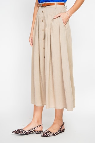 Jupe longue en lin - Camel
