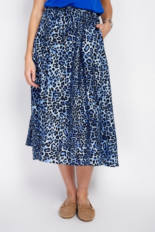Jupe midi en lin - Bleu cobalt